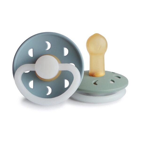 Σετ 2 Πιπίλες Latex Νυκτός Moon Phase Stone Blue/Sage 6-18 Μηνών