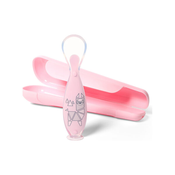 Βρεφικό Κουτάλι από Σιλικόνη σε Θήκη Pink